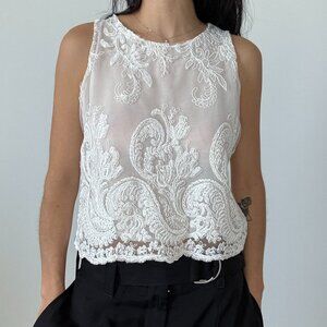Embrodeired white tank top size 2